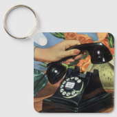 Retro Telefoon met Roterende Wijzerplaat, Zaken Sleutelhanger (Voorkant)