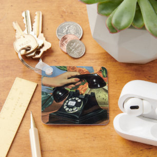 Retro Telefoon met Roterende Wijzerplaat,  Zaken Sleutelhanger