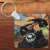 Retro Telefoon met Roterende Wijzerplaat, Zaken Sleutelhanger (Voorkant)