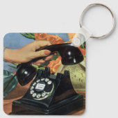 Retro Telefoon met Roterende Wijzerplaat, Zaken Sleutelhanger (Achterkant)