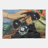 Retro Telefoon met Roterende Wijzerplaat,  Zaken Theedoek (Horizontaal)