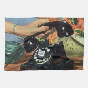 Retro Telefoon met Roterende Wijzerplaat,  Zaken Theedoek