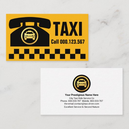 Retro Telefoon Taxi Driver Visitekaartje (Voorkant / Achterkant)