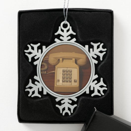 Retro Telefoon Tin Sneeuwvlok Ornament (Kistje)