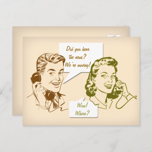 Retro Telefoon Wijziging van Adres Briefkaart (Voorkant / Achterkant)