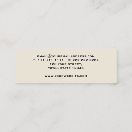 Retro Telefoon Zwart Oude Stijl Professioneel Mini Visitekaartje (Achterkant)