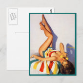 Retro-telefoonaansluiting meisje Briefkaart (Voorkant / Achterkant)