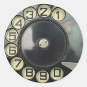 -retro-telefoonnummerschijf roterend ronde sticker (Voorkant)