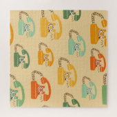 Retro telefoons, kleurrijk naadloos patroon. legpuzzel (Horizontaal)