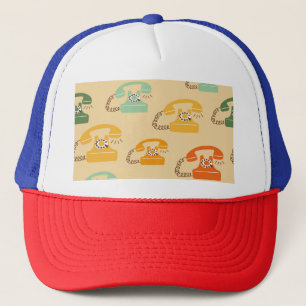 Retro telefoons, kleurrijk naadloos patroon. trucker pet