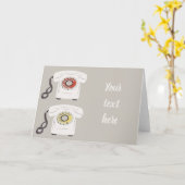 Retro telefoons wenskaart kaart (Gele Bloem)