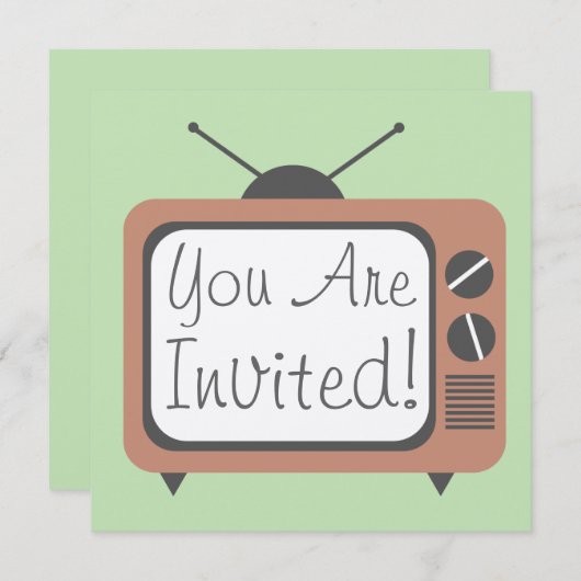 Retro Television Set Uitnodiging (Voorkant / Achterkant)