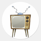 Retro Television-Stickers Ronde Sticker (Voorkant)