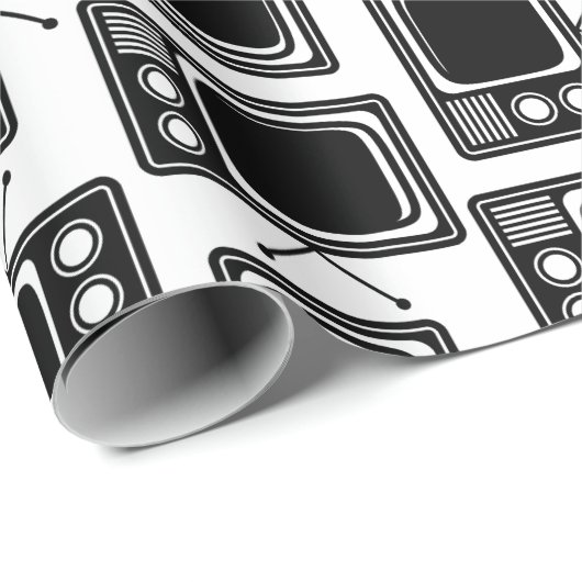 Retro Television TV's Pattern CUSTOM COLOR Cadeaupapier (Rol Hoek)