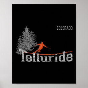 Retro Telluride Colorado Distress Skiing Poster