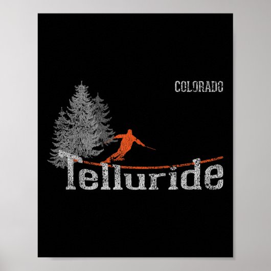 Retro Telluride Colorado Distress Skiing Poster (Voorkant)
