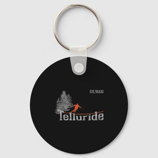 Retro Telluride Colorado Distress Skiing Sleutelhanger (Voorkant)
