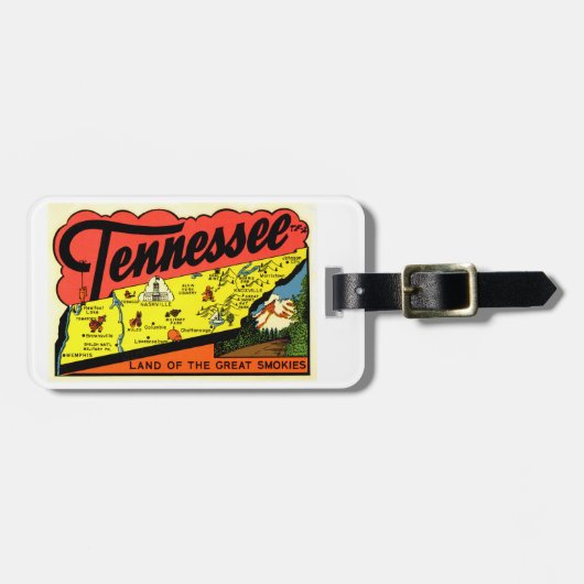 Retro Tennessee kunstwerk Groeten Grote Smokies Bagagelabel (Voorkant horizontaal)