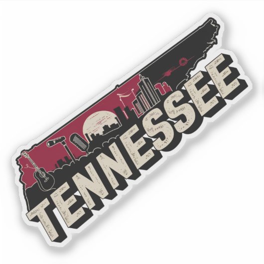 Retro Tennessee State Car Sticker (Voorkant)