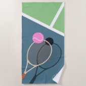 Retro Tennis Hard Court Star Custom Handtekening Strandlaken (Voorkant)
