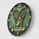 Retro Tennis Passie Design Grote Klok (Hoek)