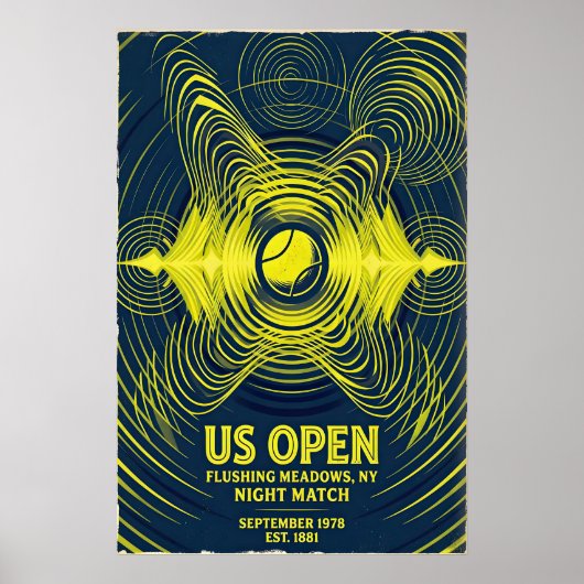 Retro Tennis Poster, US Open Night Match (Flushing Poster (Voorkant)