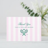 Retro Tennis Roze Strepen Dankjewelkaart Bedankkaart (Staand voorkant)