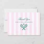 Retro Tennis Roze Strepen Dankuwelkaart Bedankkaart (Voorkant)