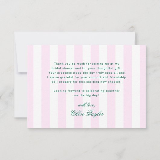 Retro Tennis Roze Strepen Dankuwelkaart Bedankkaart (Achterkant)