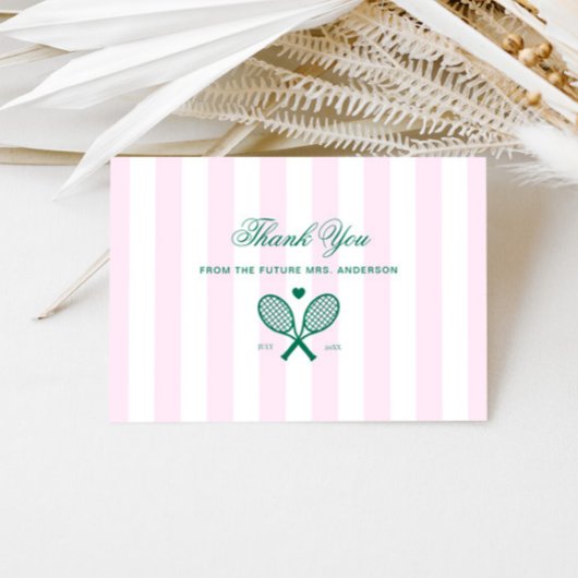 Retro Tennis Roze Strepen Dankuwelkaart Bedankkaart