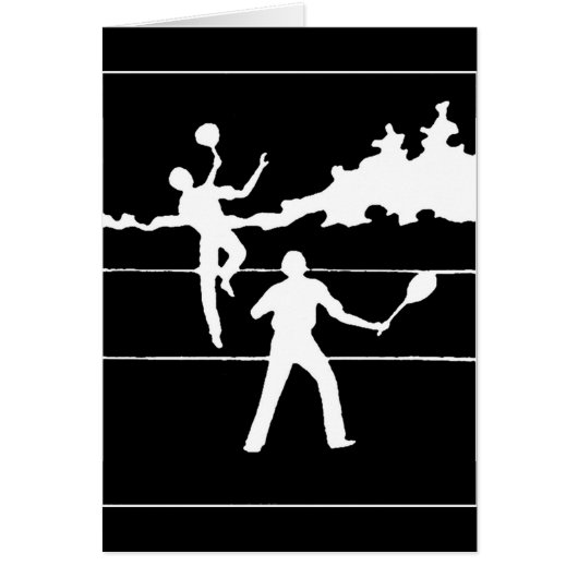 Retro Tennis Silhouette Note Kaart (Voorkant)