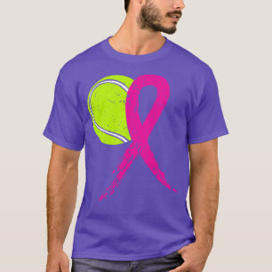 Retro tennisbal met roze lint krijgers tennis t-shirt