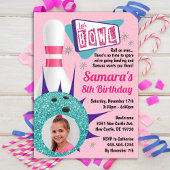 Retro Tenpin Bowling Party in roze & Blauwgroen fo Kaart