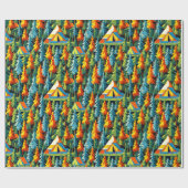 Retro Tenten Camping thema Cadeaupapier (Vlak)