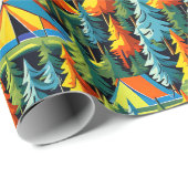 Retro Tenten Camping thema Cadeaupapier (Rol Hoek)