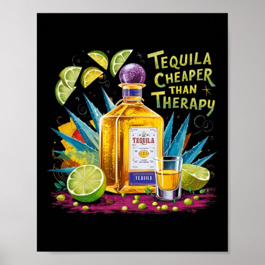 Retro Tequila Drink tequila goedkoper dan een Ther Poster (Voorkant)