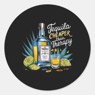Retro Tequila Drink tequila goedkoper dan een Ther Ronde Sticker