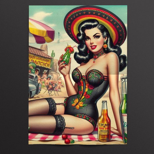 Retro Tequila Pin-up Tissuepapier