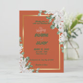 Retro Terracata Bloemenbruiloft Kaart (Staand voorkant)