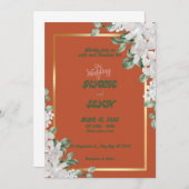 Retro Terracata Bloemenbruiloft Kaart (Voorkant / Achterkant)