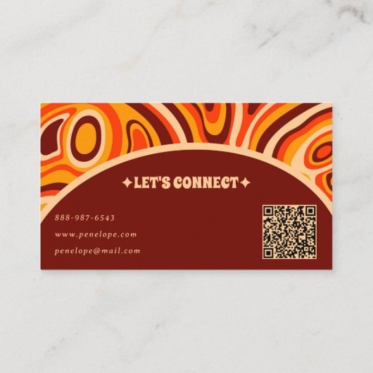 Retro Terracotta Aardse QR Code Boho Groovy Trendy Visitekaartje (Achterkant)
