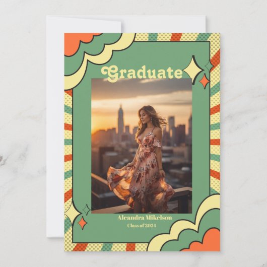 Retro Terracotta  Afstudeeraankondiging Kaart (Voorkant)