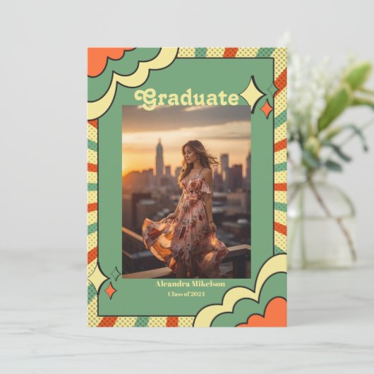 Retro Terracotta Afstuderen aankondiging (Staand voorkant)