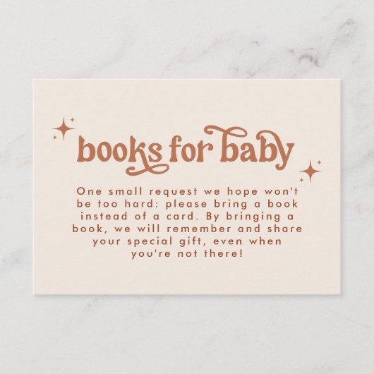 Retro Terracotta Baby shower boeken voor Baby Informatiekaartje (Voorkant)
