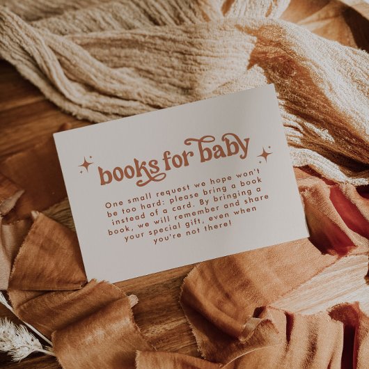 Retro Terracotta Baby shower boeken voor Baby Informatiekaartje
