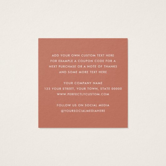 Retro terracotta bedrijf dank u kaart invoegen (Achterkant)