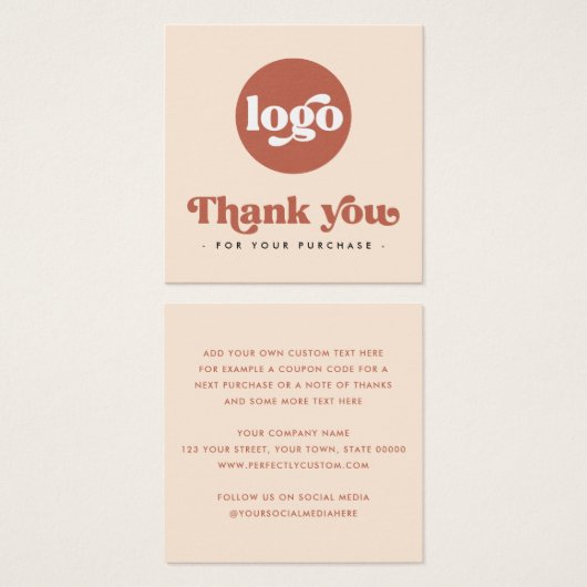 Retro terracotta bedrijf dank u kaart invoegen (Voorkant /achterkant)