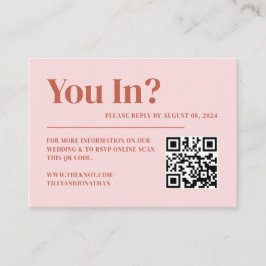Retro Terracotta & Blush Trouwwebsite QR Code Informatiekaartje