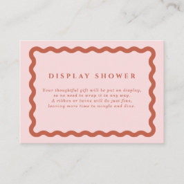 Retro Terracotta & Blush Wavy Lijst Display Shower Informatiekaartje