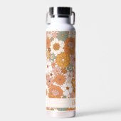 Retro Terracotta Boho Bloem Personaliseerde Naam Waterfles (Voorkant)